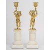 Paire de bougeoirs en bronze doré et marbre blanc circa 1900 12