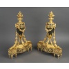 Paire de chenets en bronze doré Louis XVI 14