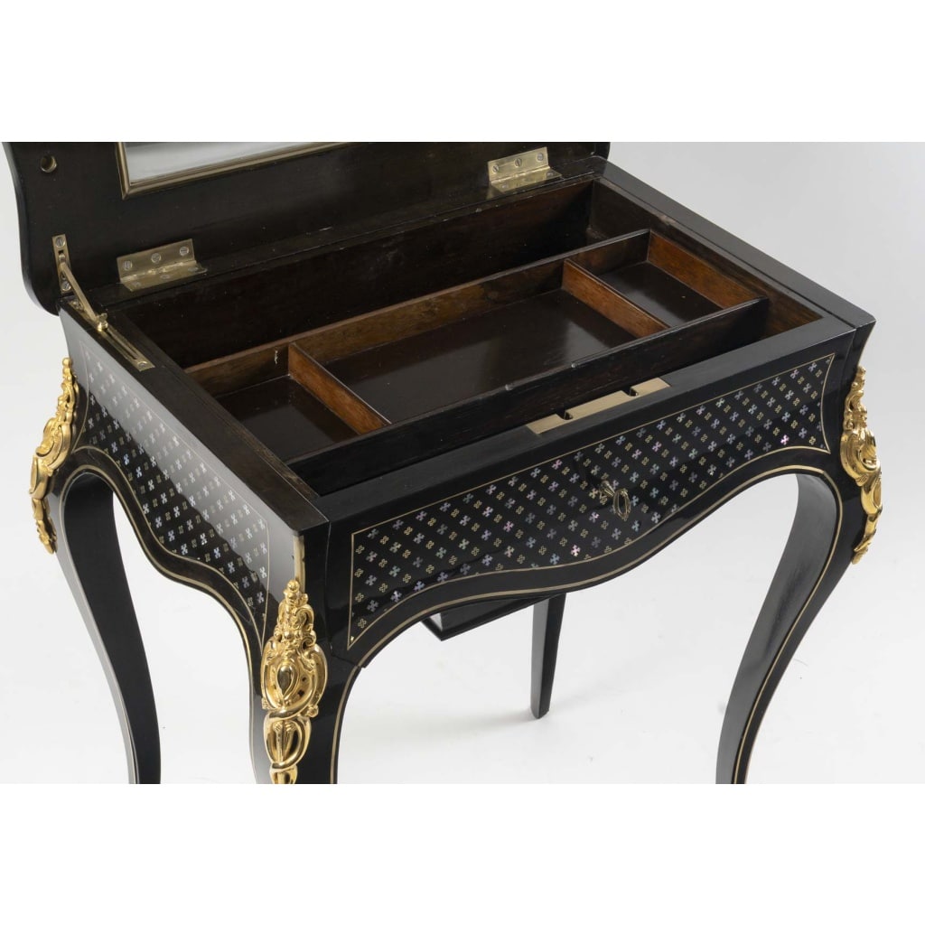 Travailleuse coiffeuse marqueté à la Reine, d’époque Napoléon III, 7