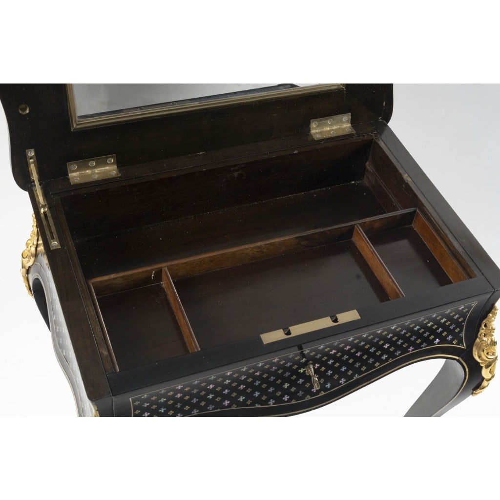 Travailleuse coiffeuse marqueté à la Reine, d’époque Napoléon III, 9