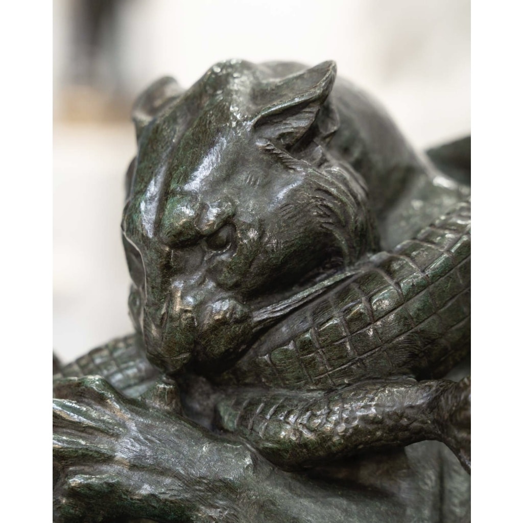 Sculpture – Tigre Dévorant Un Gavial , Antoine – Louis Barye (1795-1875) – Bronze 11