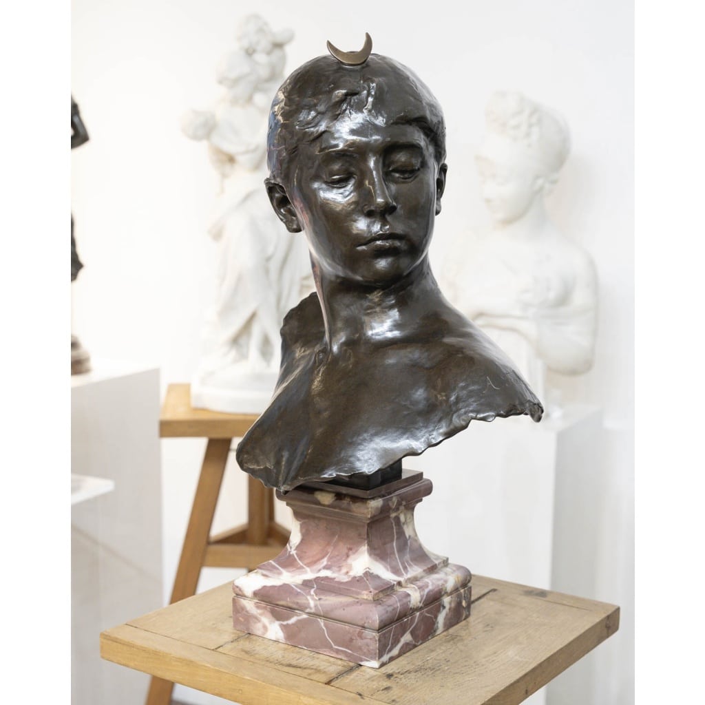 Sculpture – Buste De Diane Chasseresse , Alexandre Falguière (1831-1900) – Bronze 2