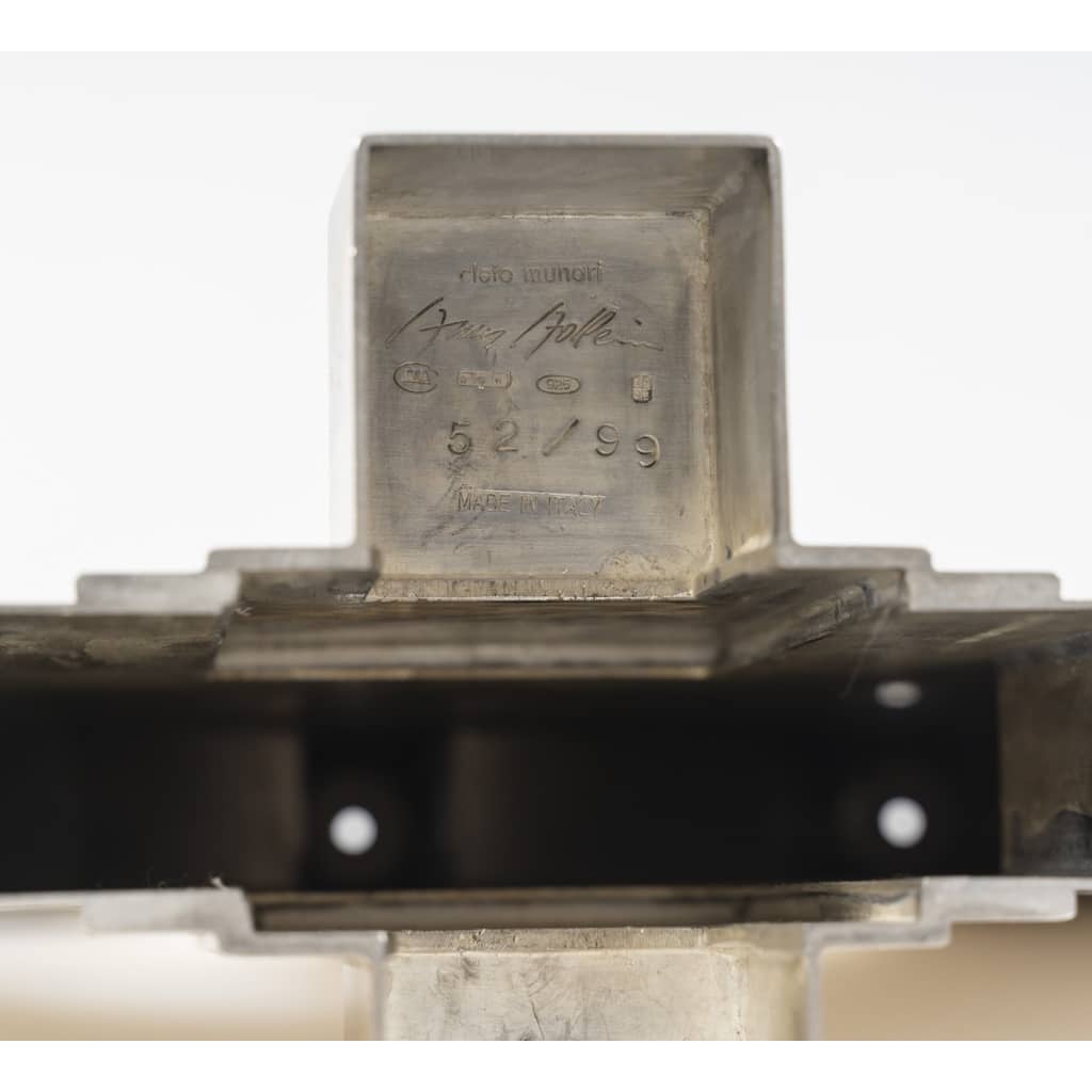 CLETO MUNARI – Chandelier moderniste à 7 bougies argent massif Circa 1980 14 CLETO MUNARI – Chandelier moderniste à 7 bougies argent massif Circa 1980 14