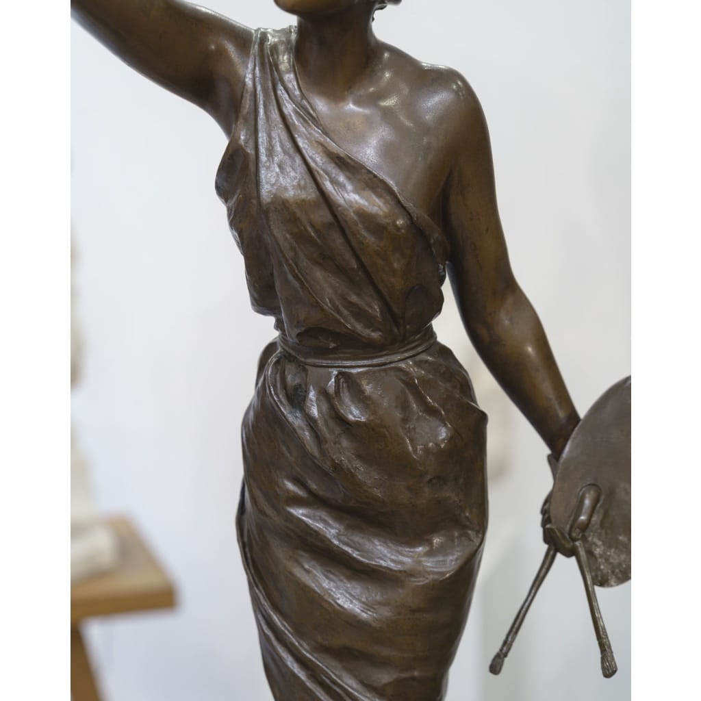 Sculpture – L&rsquo; Amour De L&rsquo; Art , Emmanuel Villanis (1858-1914) – Bronze 6