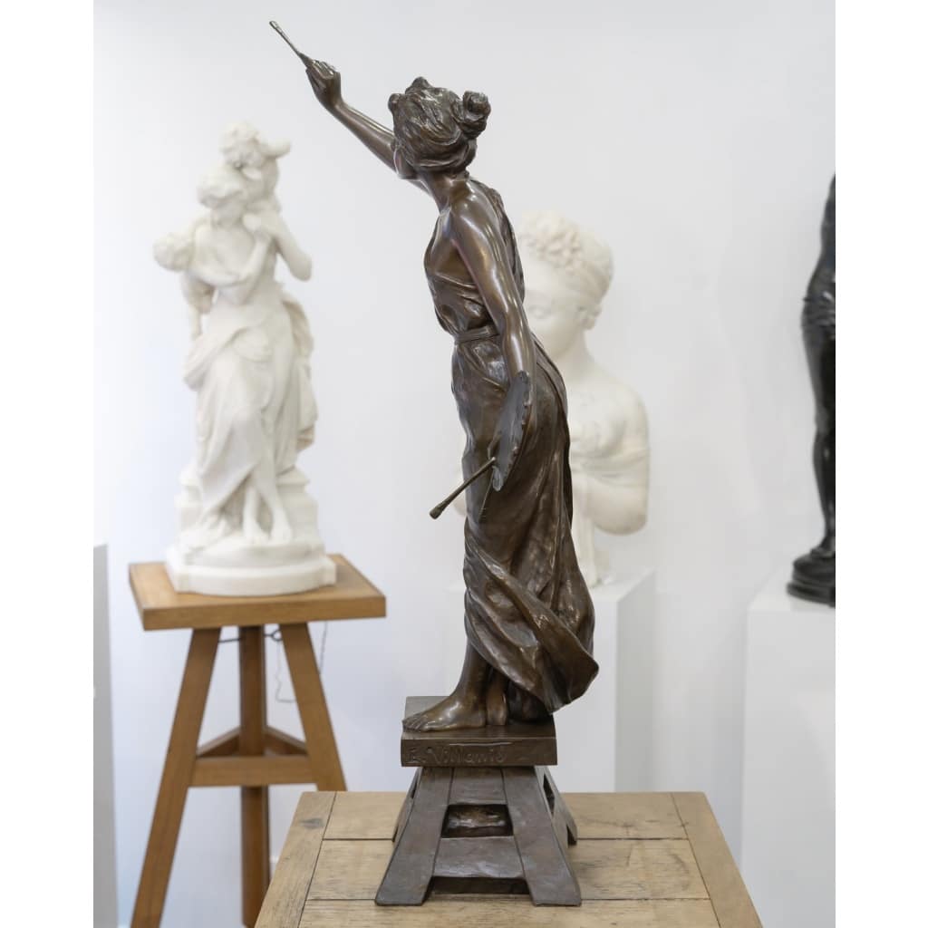 Sculpture – L&rsquo; Amour De L&rsquo; Art , Emmanuel Villanis (1858-1914) – Bronze 5