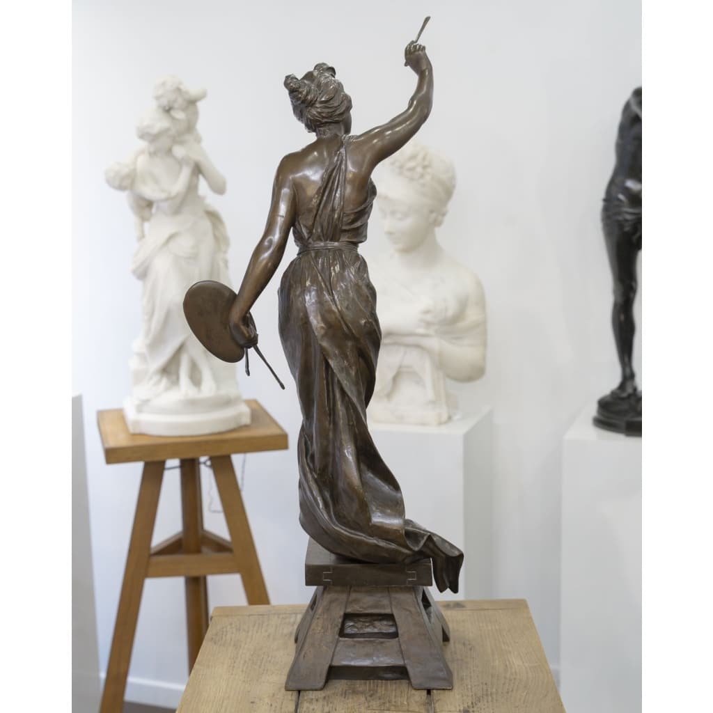 Sculpture – L&rsquo; Amour De L&rsquo; Art , Emmanuel Villanis (1858-1914) – Bronze 8