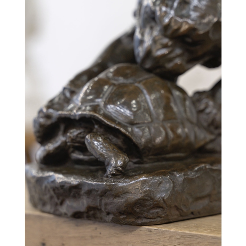 Groupe en bronze , Le Tigre Et La Tortue , Georges Gardet (1863-1939) 5