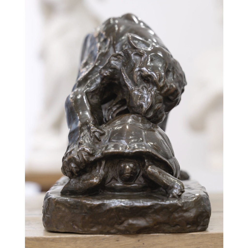 Groupe en bronze , Le Tigre Et La Tortue , Georges Gardet (1863-1939) 6