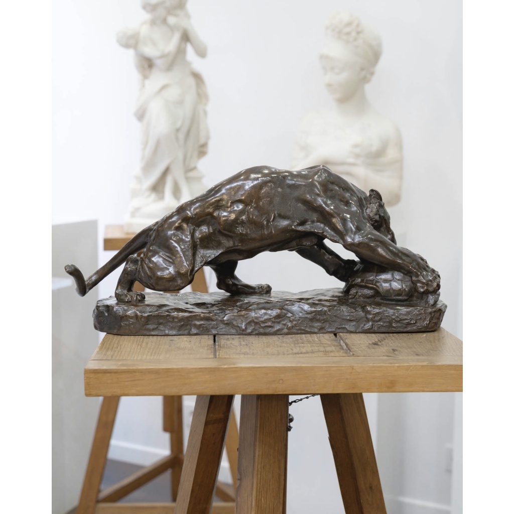 Groupe en bronze , Le Tigre Et La Tortue , Georges Gardet (1863-1939) 7