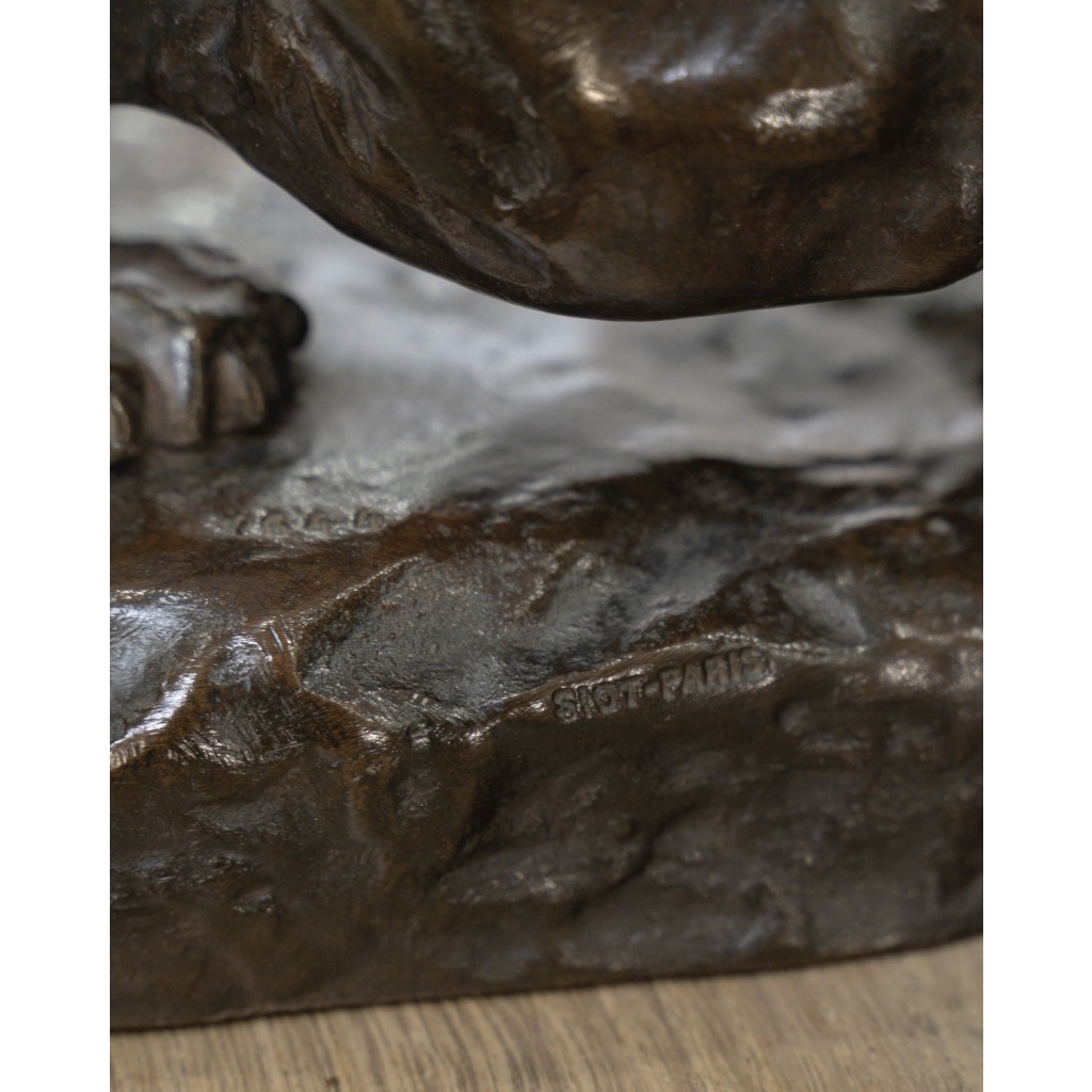 Groupe en bronze , Le Tigre Et La Tortue , Georges Gardet (1863-1939) 10