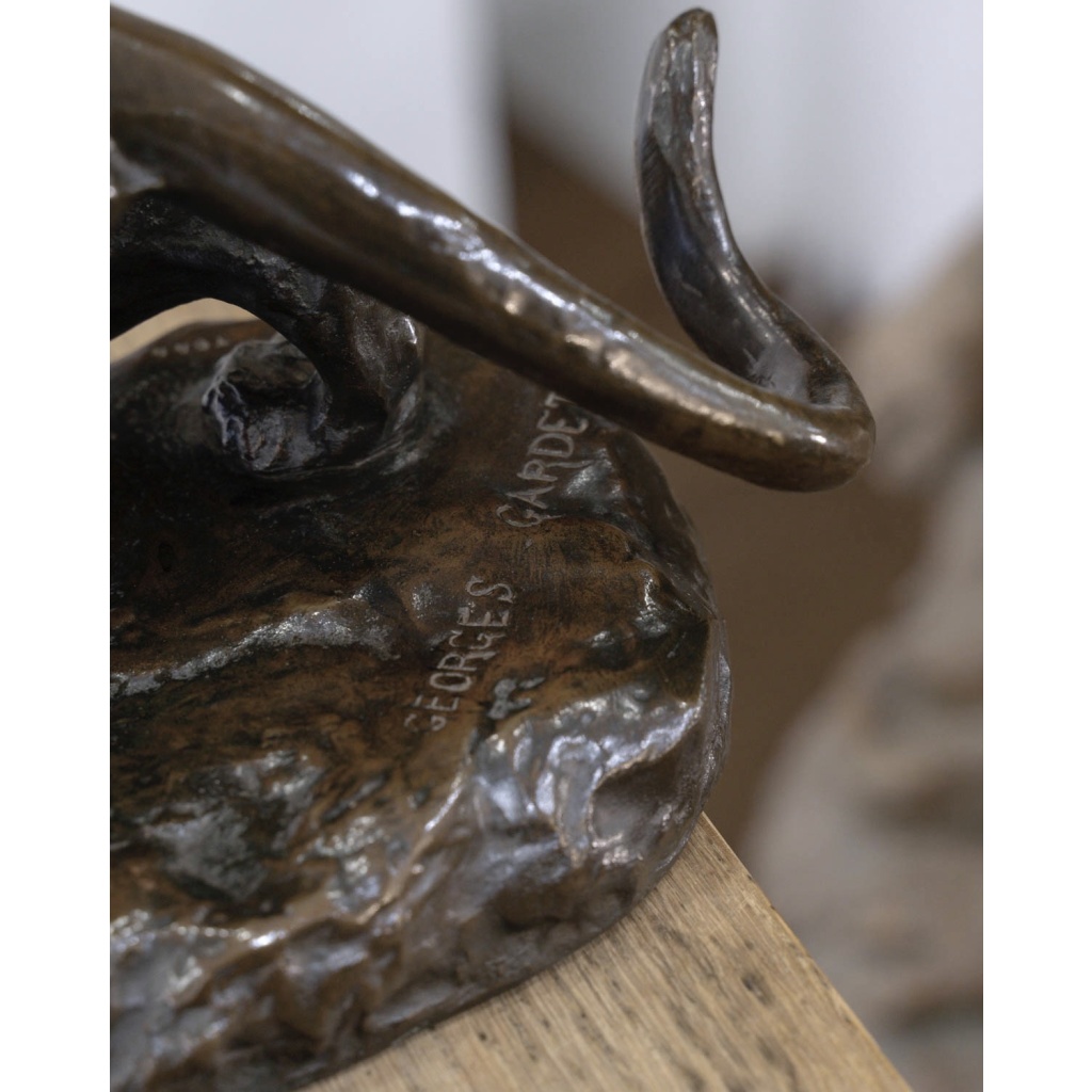 Groupe en bronze , Le Tigre Et La Tortue , Georges Gardet (1863-1939) 8