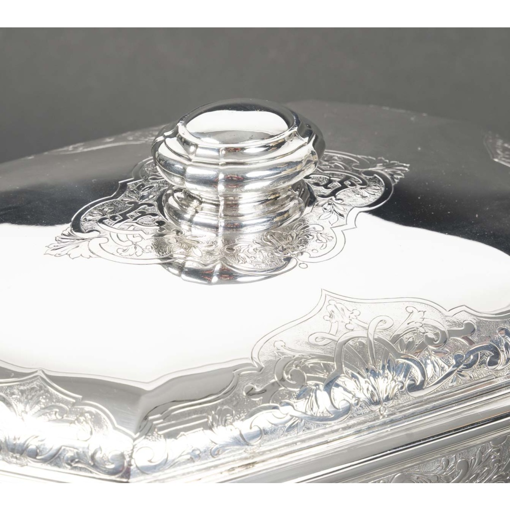 ORFEVRE BOIN TABURET – Terrine couverte et son présentoir en argent massif XIXe 5