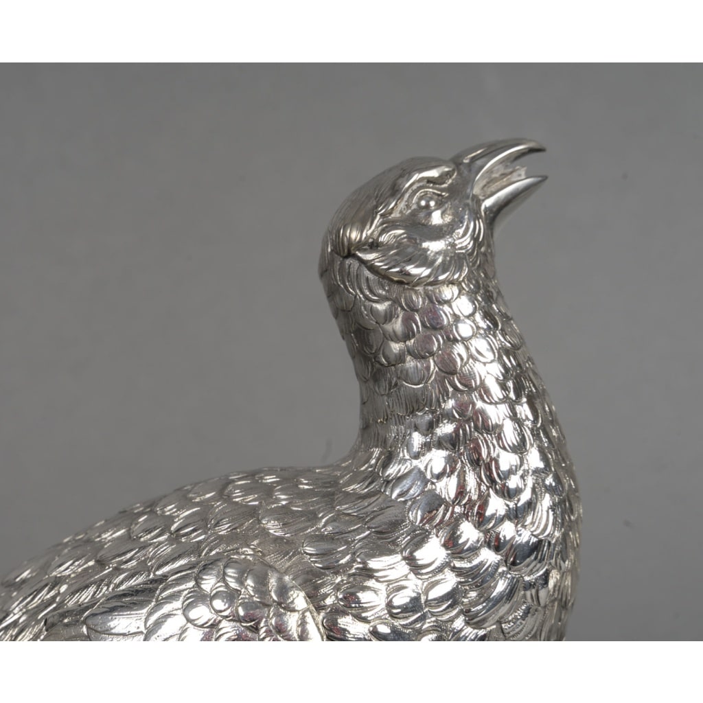 Orfèvre ESCHWEGE – Paire de Faisans en argent massif XXè 6