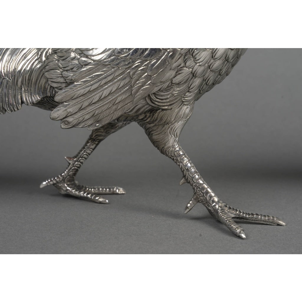 Orfèvre ESCHWEGE – Paire de Faisans en argent massif XXè 8
