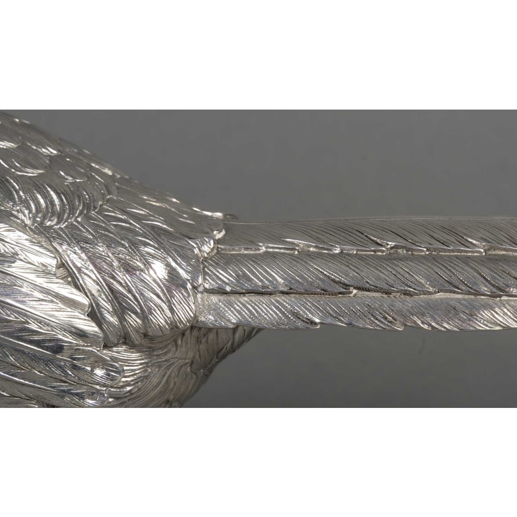 Orfèvre ESCHWEGE – Paire de Faisans en argent massif XXè 12