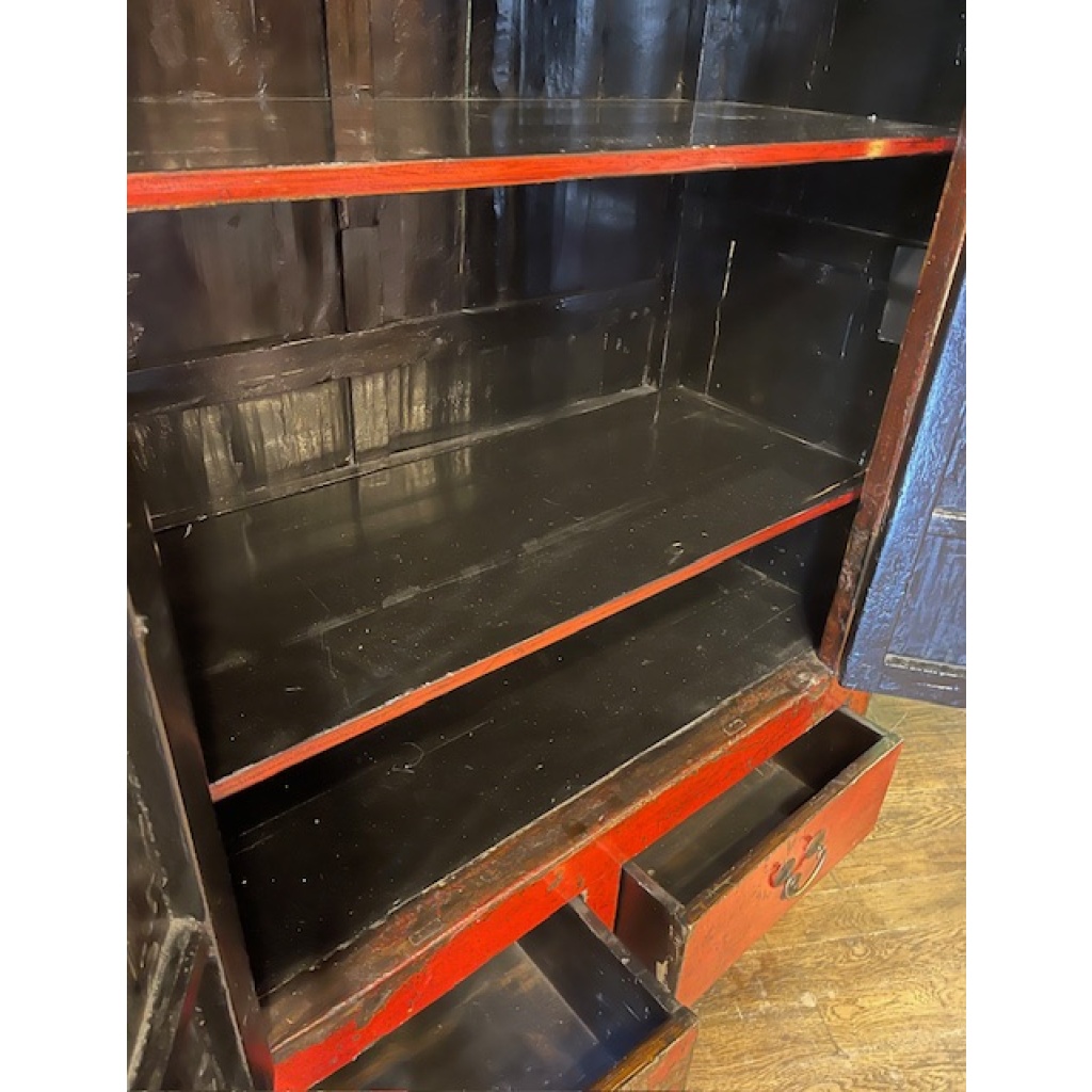 ARMOIRE ANCIENNE CHINOISE LAQUE ROUGE 7