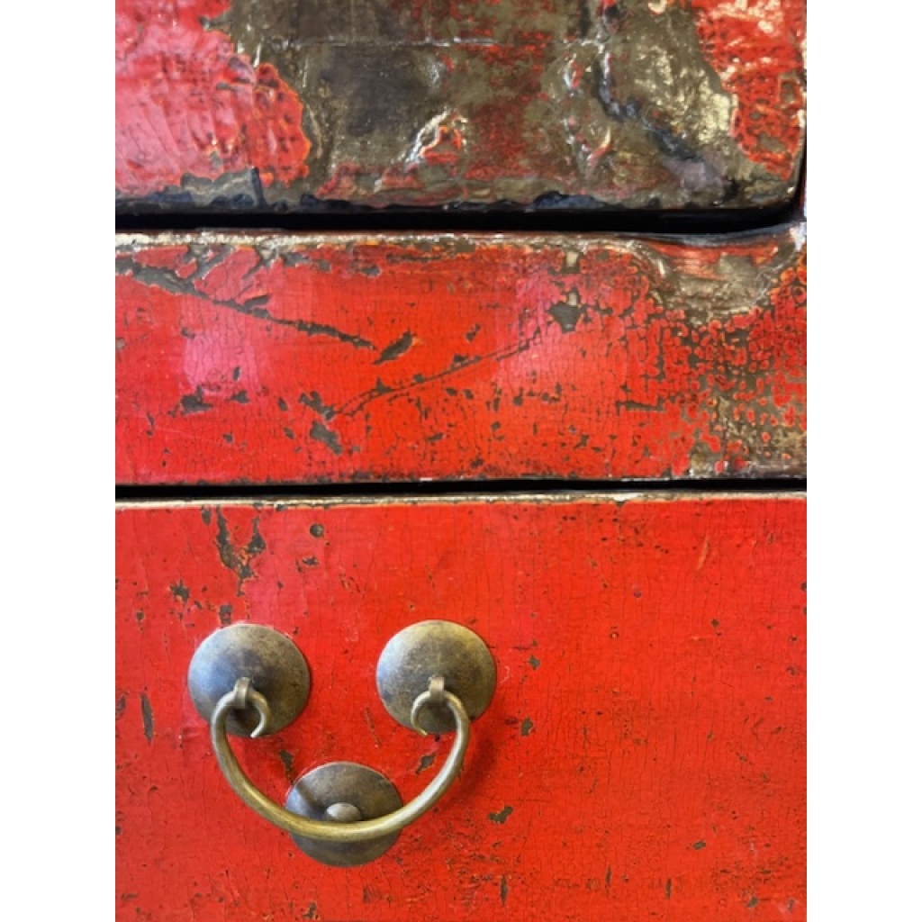 ARMOIRE ANCIENNE CHINOISE LAQUE ROUGE 4