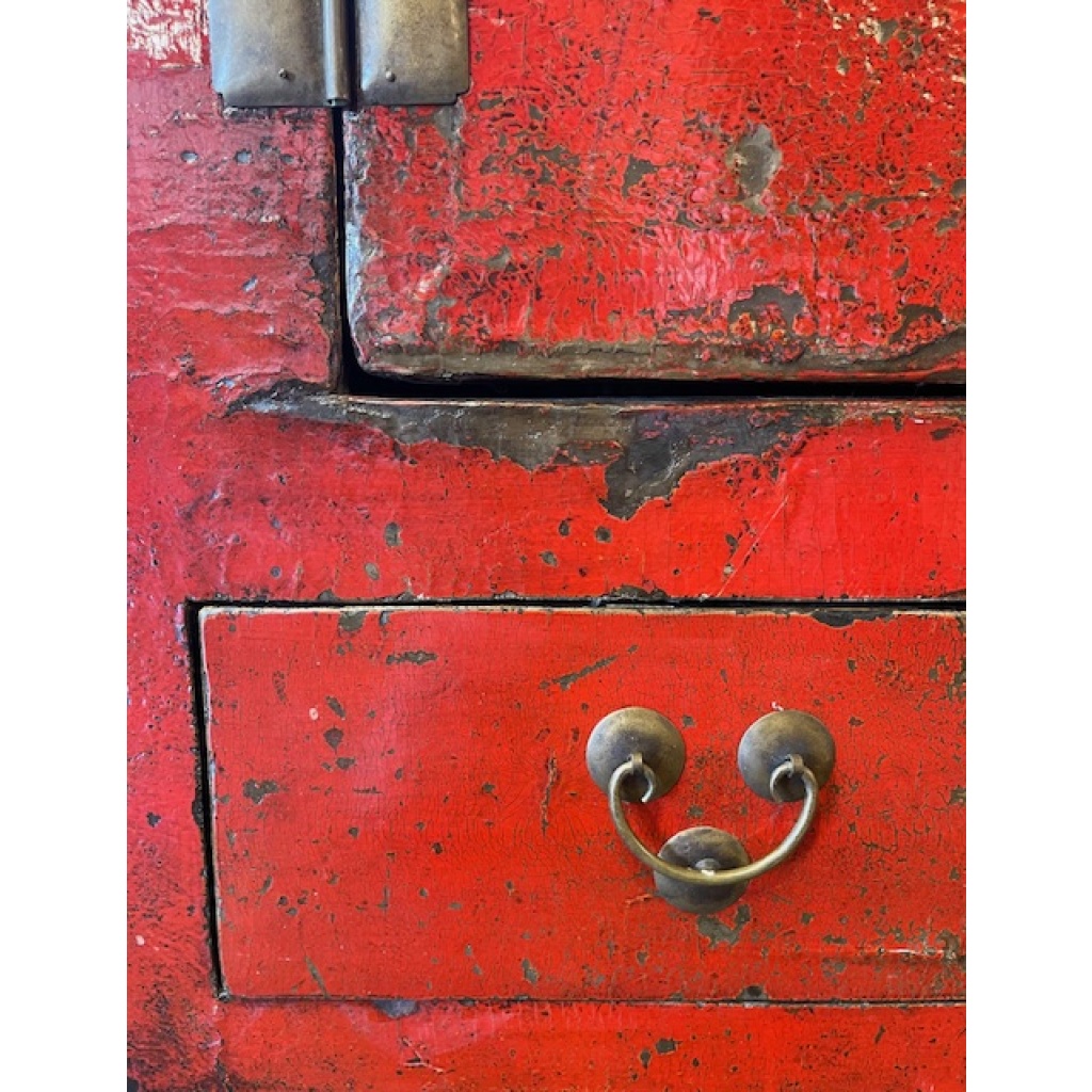 ARMOIRE ANCIENNE CHINOISE LAQUE ROUGE 21