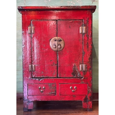 ARMOIRE ANCIENNE CHINOISE LAQUE ROUGE 2