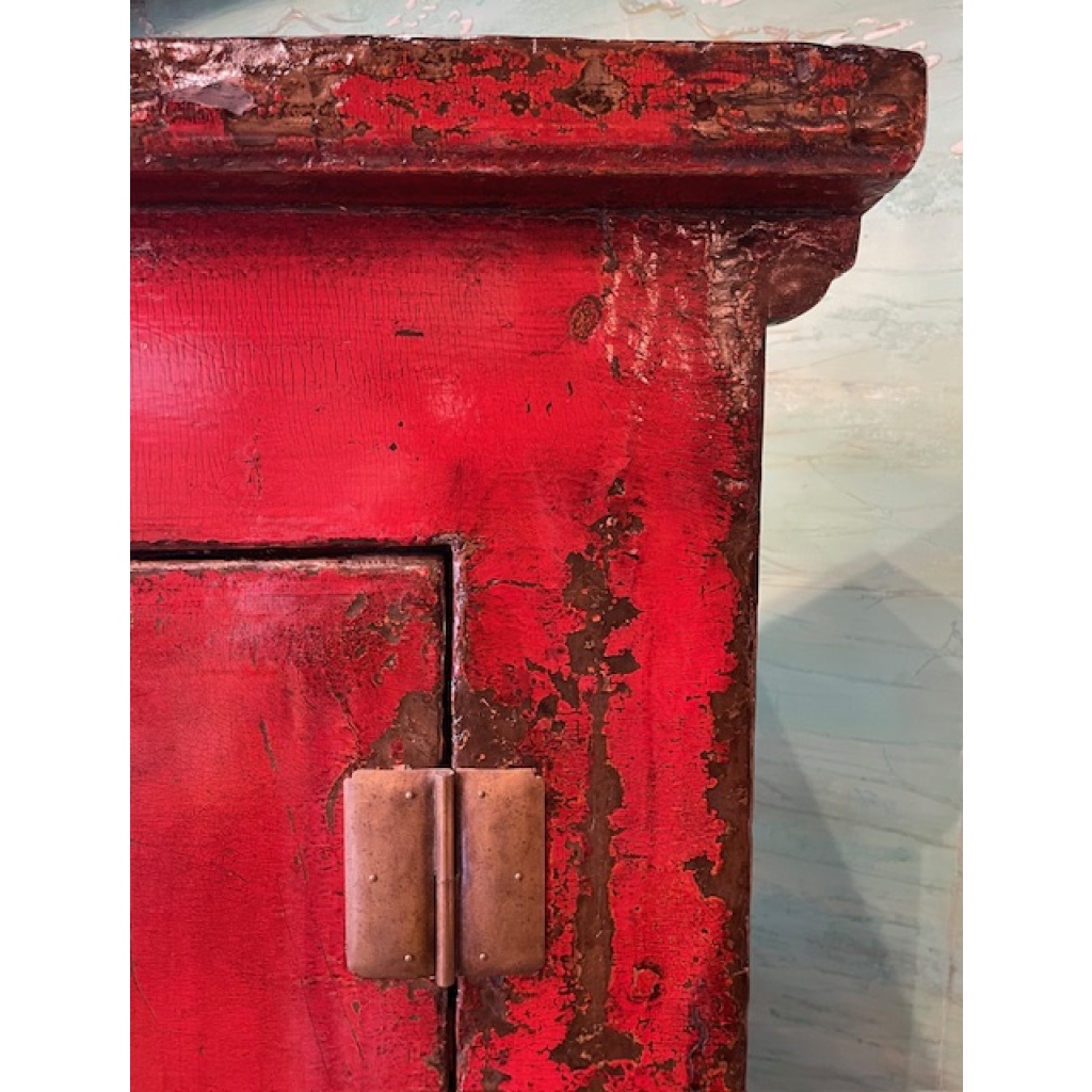 ARMOIRE ANCIENNE CHINOISE LAQUE ROUGE 13