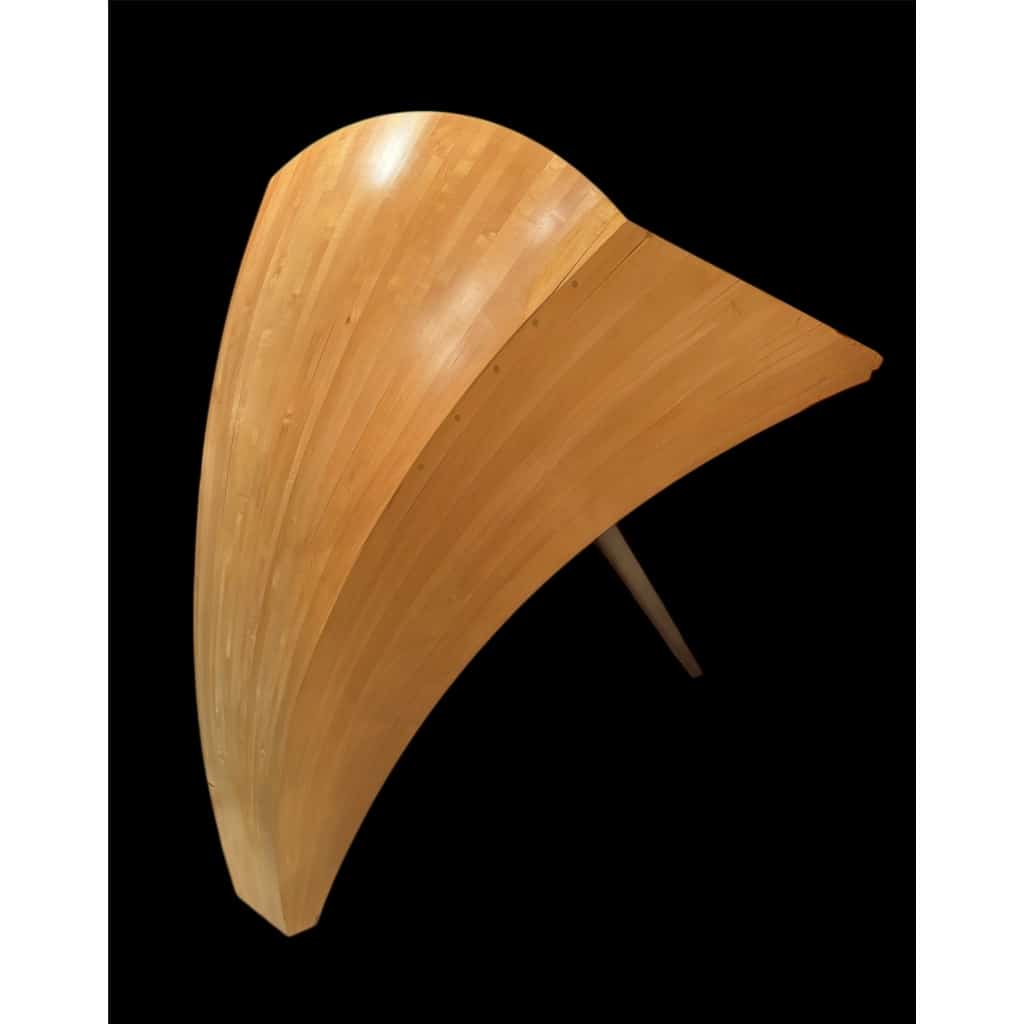 BUREAU architectural Français Design moderniste des années 1950/60 en sycomore ouvrant par un tiroir central Pièce unique 10