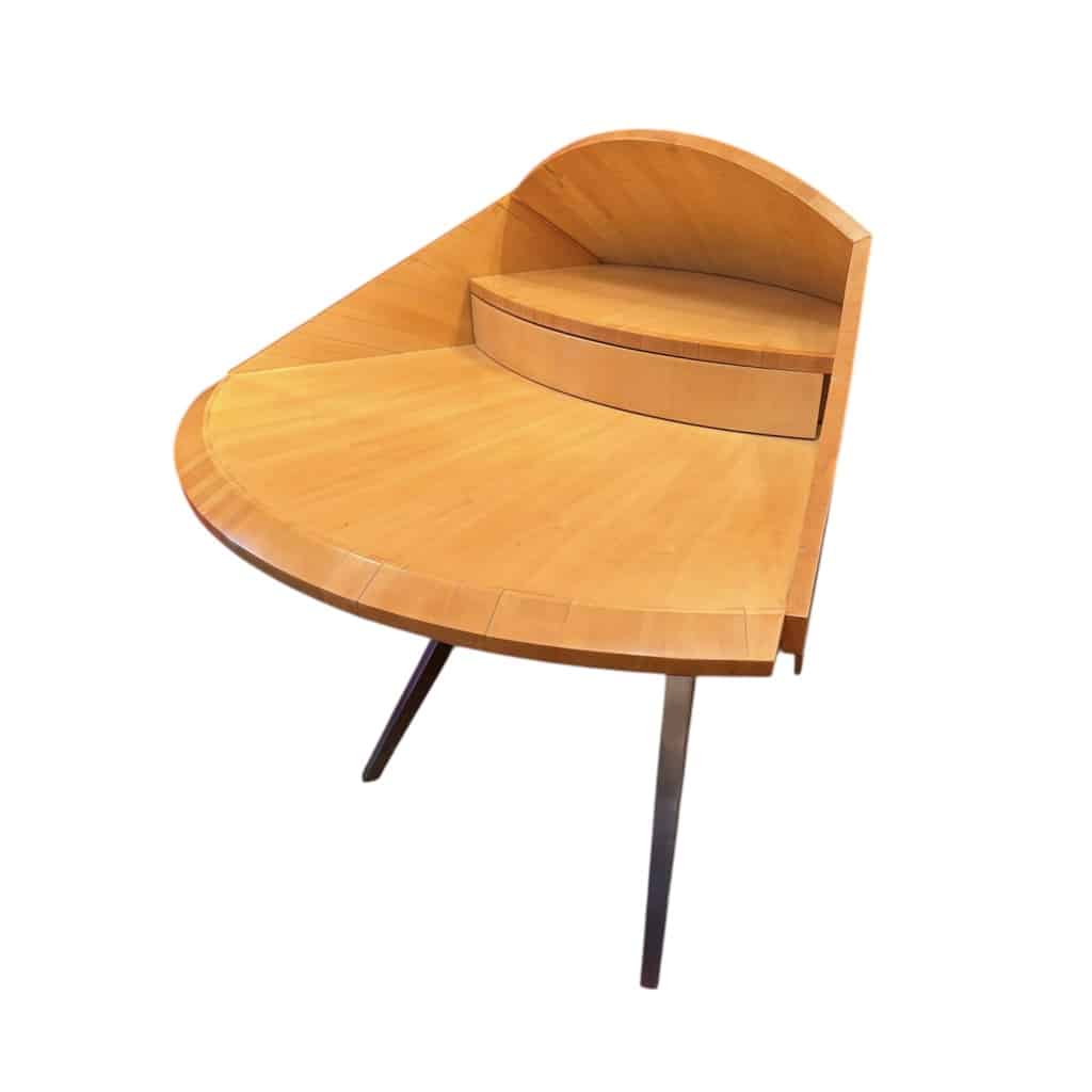 BUREAU architectural Français Design moderniste des années 1950/60 en sycomore ouvrant par un tiroir central Pièce unique 19