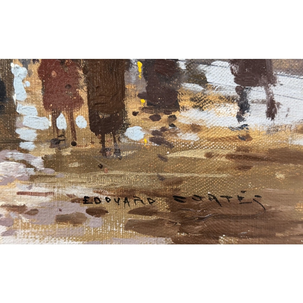 CORTES Edouard Paris Place de La Madeleine soir de neige Huile sur toile signée Certificat d&rsquo;authenticité du Comité Edouard Cortès 7