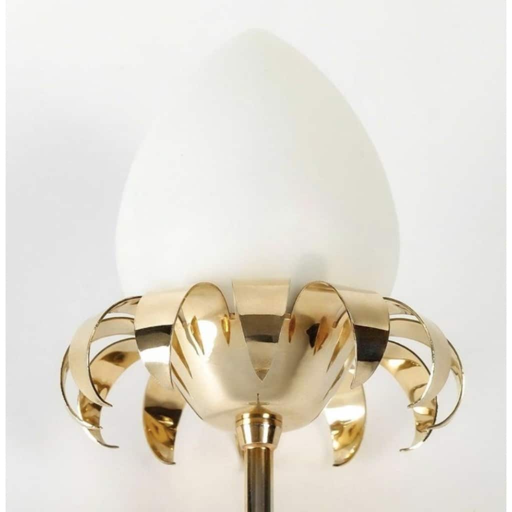 1960 Paire d&rsquo;appliques murales florales Maison Roche 3