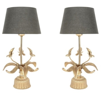 1970 Paire de lampes « Orchidées » en bronze par Maison Jansen