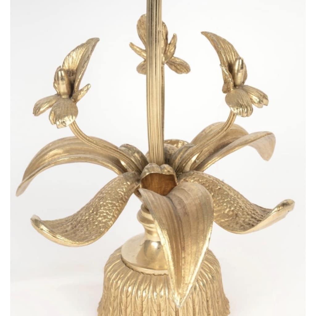 1970 Paire de lampes « Orchidées » en bronze par Maison Jansen 6