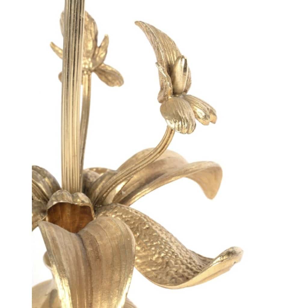 1970 Paire de lampes « Orchidées » en bronze par Maison Jansen 5