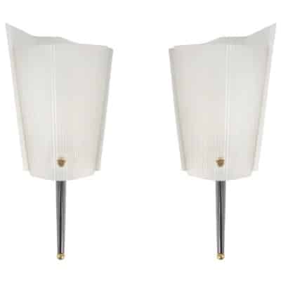 1960 Paire d&rsquo;appliques murales Jacques Biny Edition Luminalite