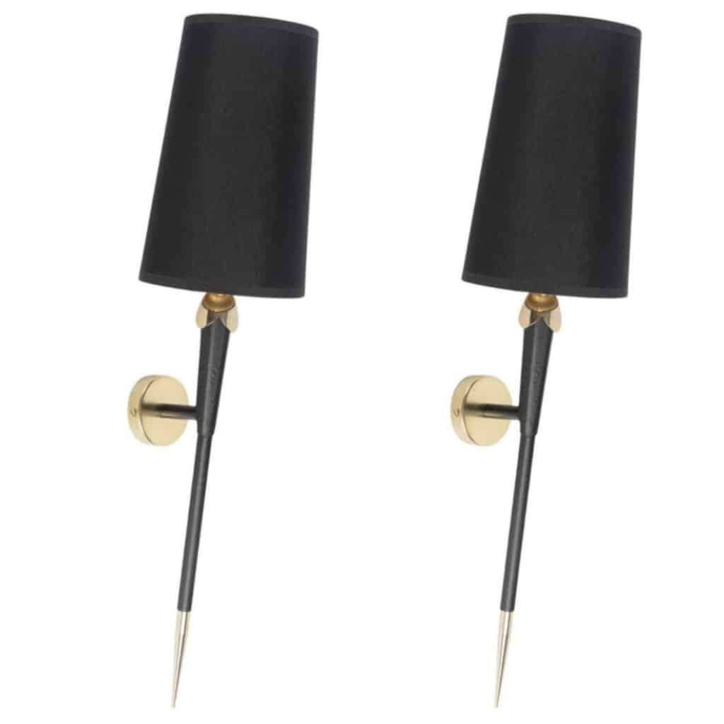 1950 Grande paire d&rsquo;appliques Torchère, Maison Arlus 2