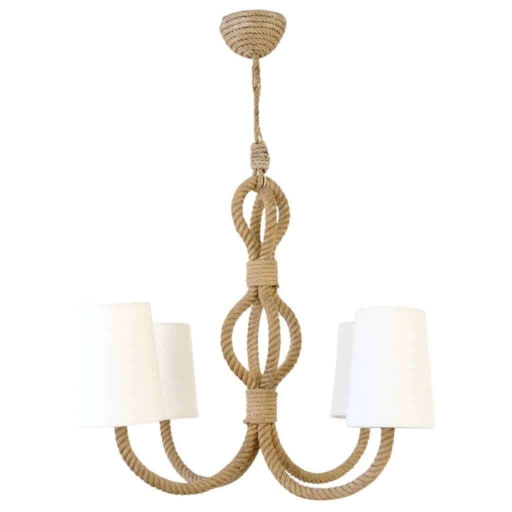 1950 Grand lustre en corde par Adrien Audoux & Frida Minet 2