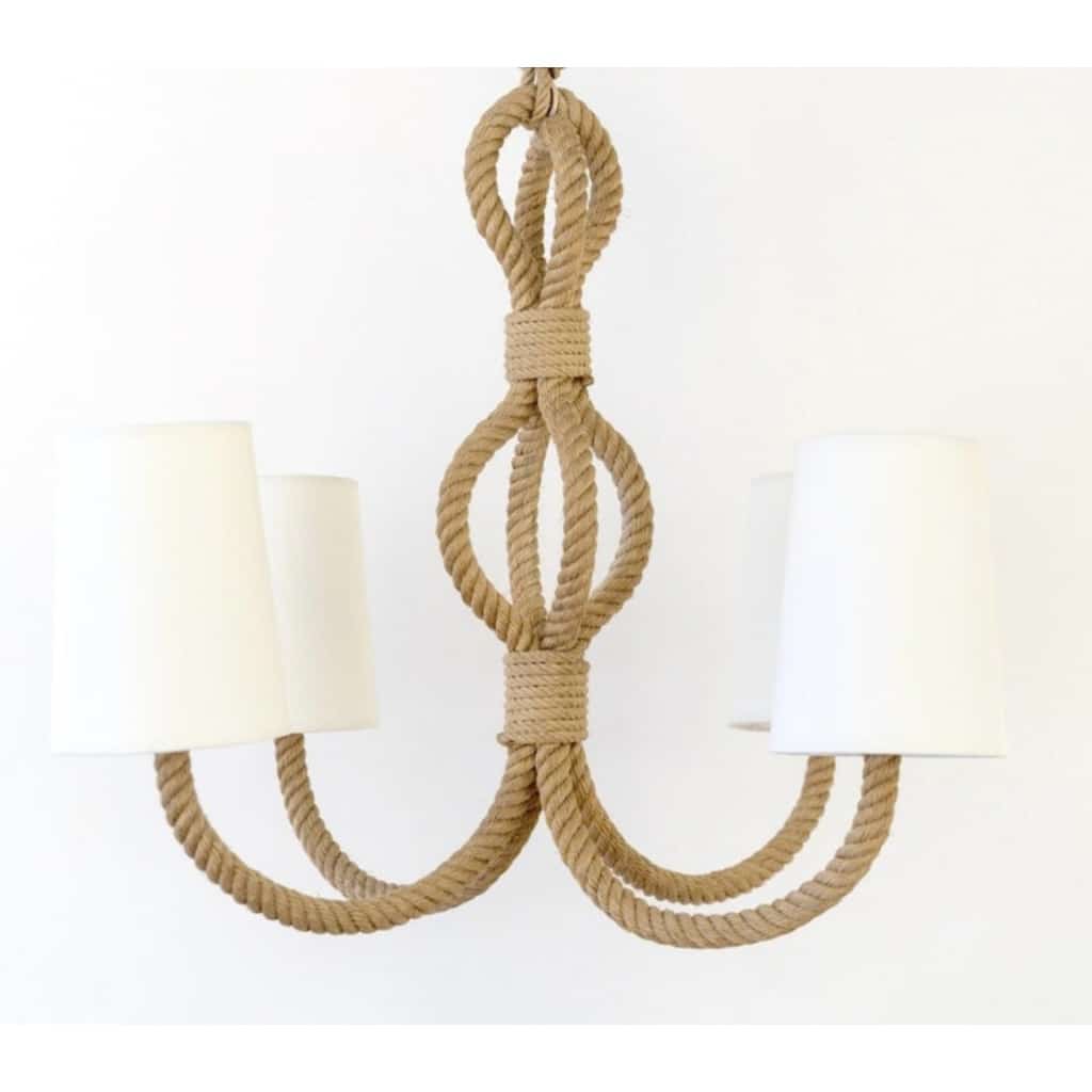 1950 Grand lustre en corde par Adrien Audoux & Frida Minet 3