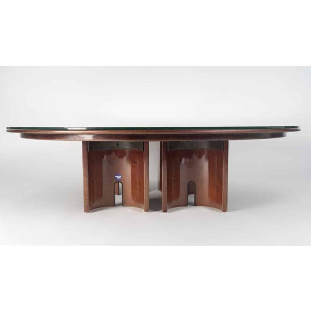 1980 Grande table basse par Giovanni Offredi pour Saporiti Grande table basse en placage d&rsquo;érable moucheté. 4