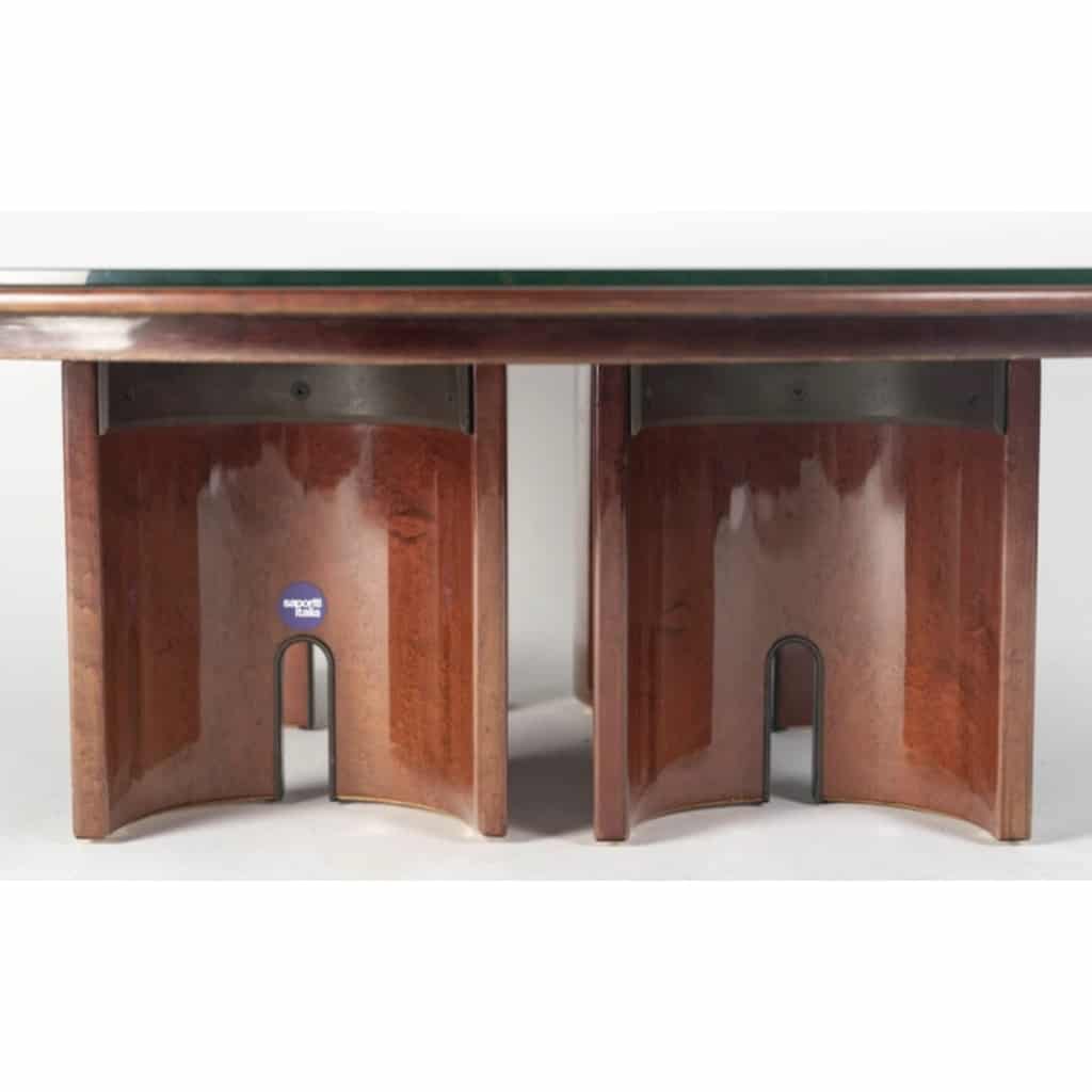 1980 Grande table basse par Giovanni Offredi pour Saporiti Grande table basse en placage d&rsquo;érable moucheté. 8