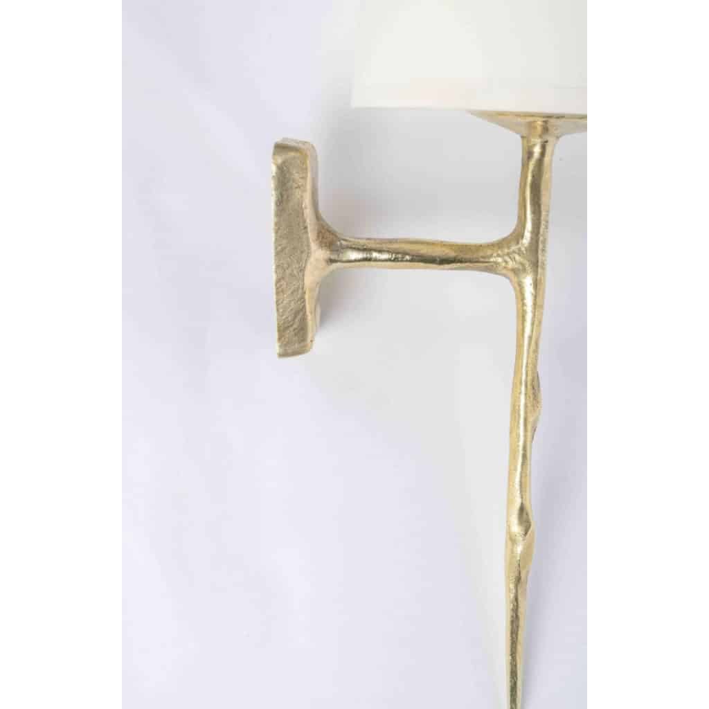 1960 Paire d&rsquo;appliques murales en bronze par Félix Agostini pour Maison Arlus 6