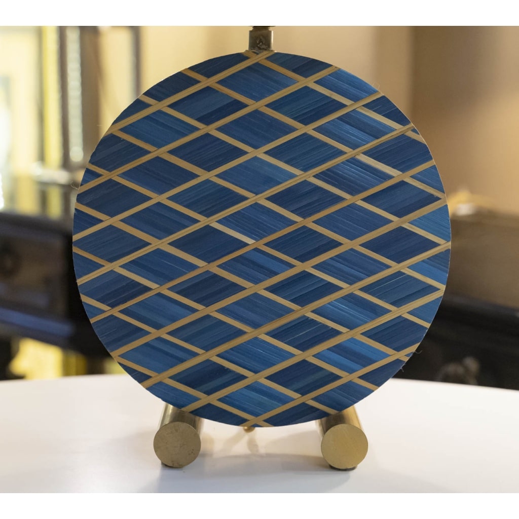 lampe en marqueterie de paille année 2000 3