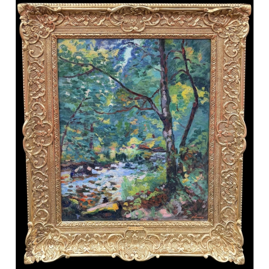 GUILLAUMIN Armand Crozant bords de la Sedelle Huile sur toile vers 1912 signée Certificat d&rsquo;authenticité du Comité 10