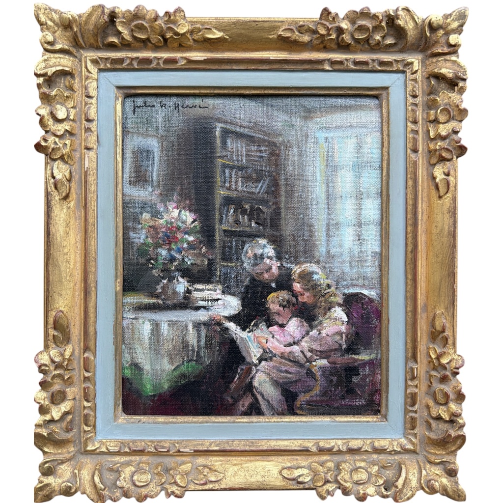 HERVE Jules Peinture impressionniste 20è L’apprentissage de la lecture Huile sur Toile Signée Certificat D’authenticité 2 HERVE Jules Peinture impressionniste 20è L’apprentissage de la lecture Huile sur Toile Signée Certificat D’authenticité 2