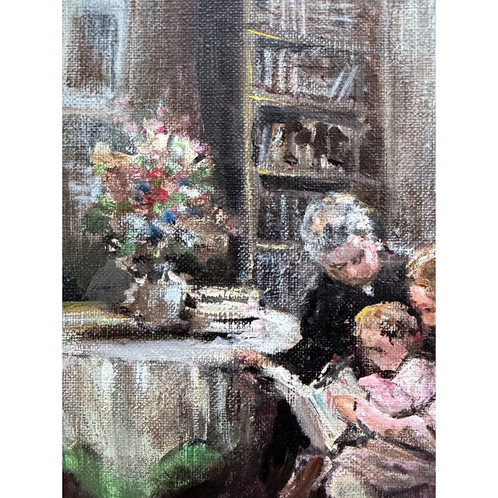 HERVE Jules Peinture impressionniste 20è L’apprentissage de la lecture Huile sur Toile Signée Certificat D’authenticité 4 HERVE Jules Peinture impressionniste 20è L’apprentissage de la lecture Huile sur Toile Signée Certificat D’authenticité 4