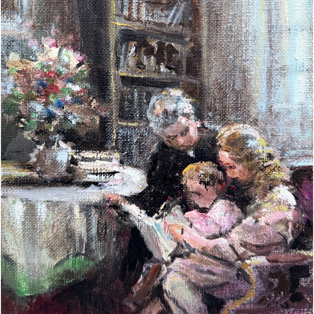 HERVE Jules Peinture impressionniste 20è L’apprentissage de la lecture Huile sur Toile Signée Certificat D’authenticité 3 HERVE Jules Peinture impressionniste 20è L’apprentissage de la lecture Huile sur Toile Signée Certificat D’authenticité 3