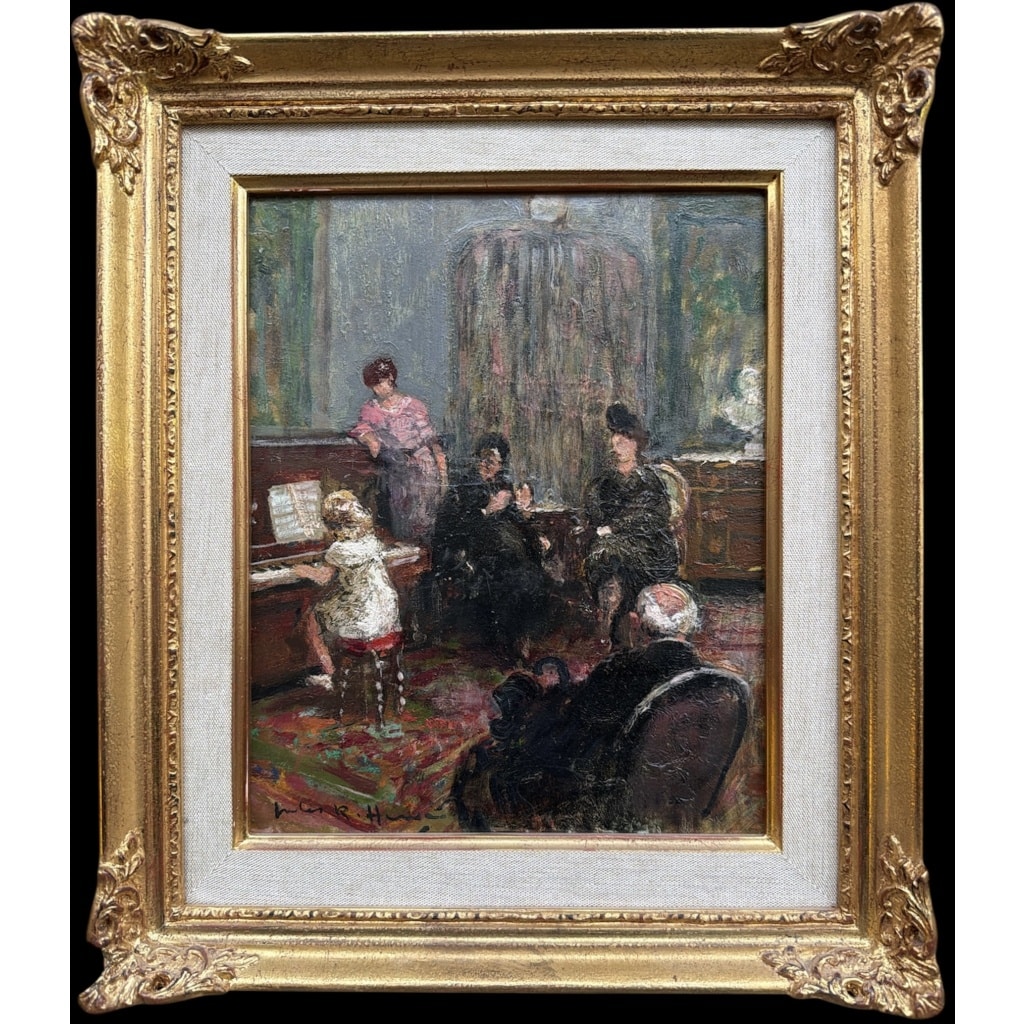 HERVE Jules Peinture impressionniste 20è Le récital Huile sur Toile Signée Certificat D’authenticité 8 HERVE Jules Peinture impressionniste 20è Le récital Huile sur Toile Signée Certificat D’authenticité 8