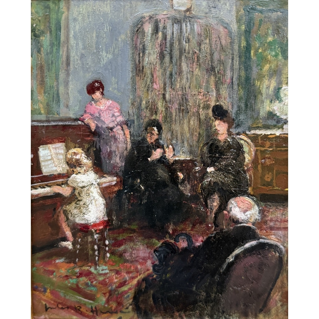 HERVE Jules Peinture impressionniste 20è Le récital Huile sur Toile Signée Certificat D’authenticité 7 HERVE Jules Peinture impressionniste 20è Le récital Huile sur Toile Signée Certificat D’authenticité 7