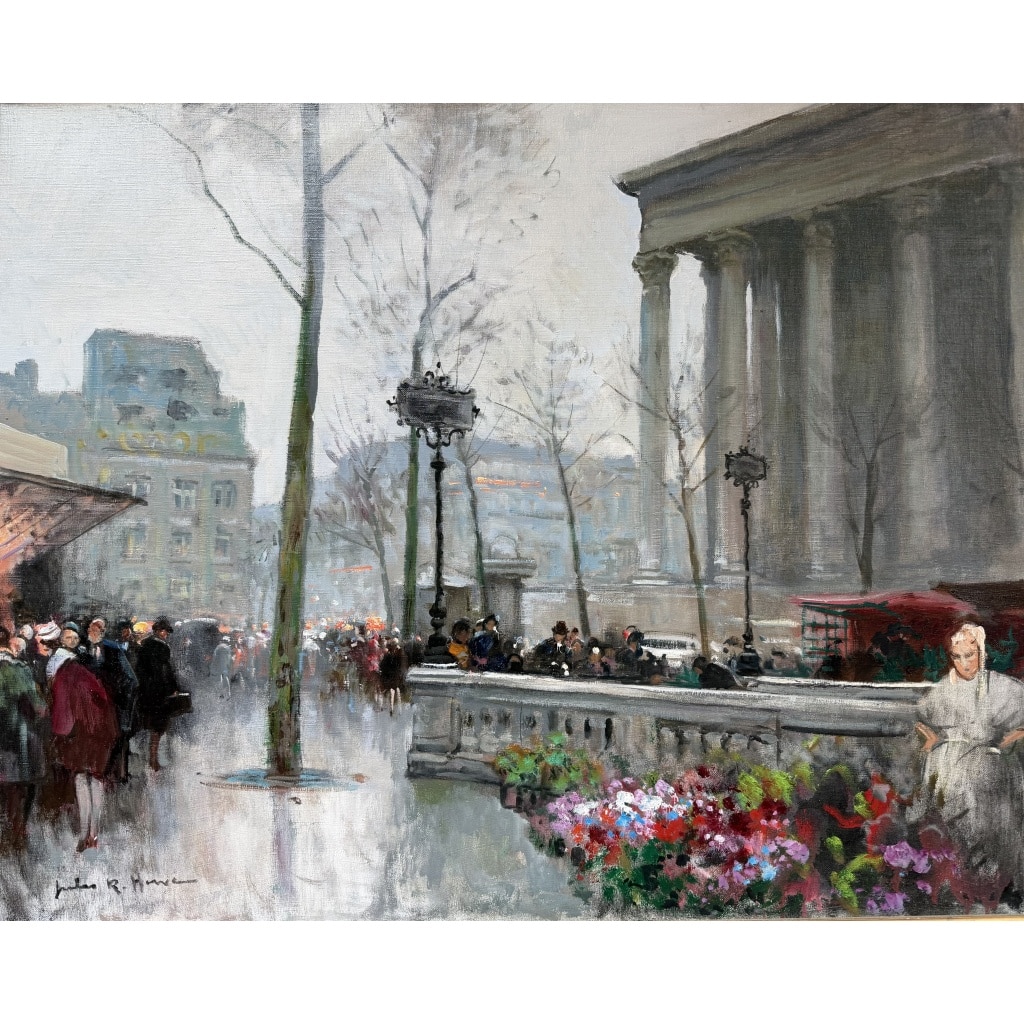 HERVE Jules Peinture Française 20è Paris animation place de La Madeleine Huile sur Toile Signée Certificat d’authenticité 4 HERVE Jules Peinture Française 20è Paris animation place de La Madeleine Huile sur Toile Signée Certificat d’authenticité 4