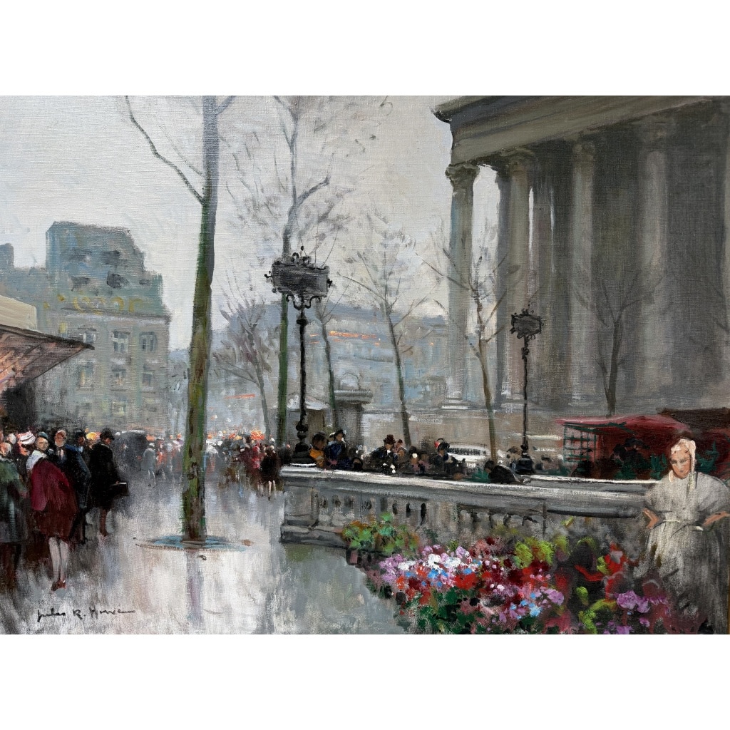 HERVE Jules Peinture Française 20è Paris animation place de La Madeleine Huile sur Toile Signée Certificat d’authenticité 5 HERVE Jules Peinture Française 20è Paris animation place de La Madeleine Huile sur Toile Signée Certificat d’authenticité 5