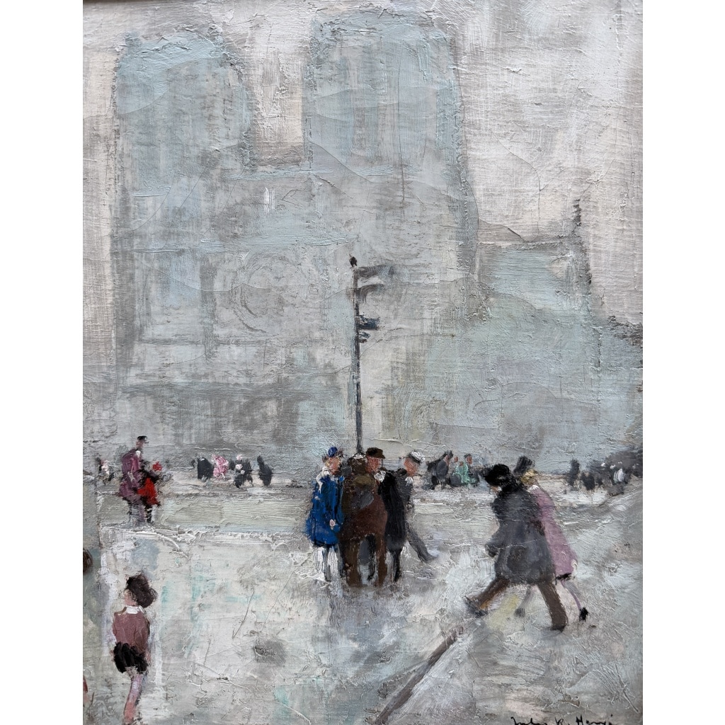HERVE Jules Peinture impressionniste 20è Paris Les bouquinistes devant Notre Dame Huile sur Toile Signée Certificat 9 HERVE Jules Peinture impressionniste 20è Paris Les bouquinistes devant Notre Dame Huile sur Toile Signée Certificat 9