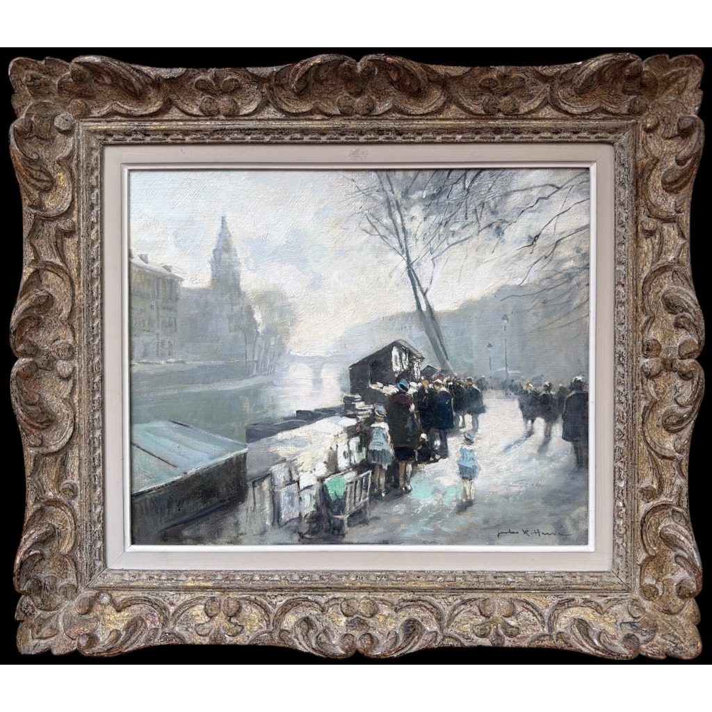 HERVE Jules Peinture Française 20è Paris La Seine et ses bouquinistes Huile sur Toile Signée Certificat d’authenticité 10 HERVE Jules Peinture Française 20è Paris La Seine et ses bouquinistes Huile sur Toile Signée Certificat d’authenticité 10