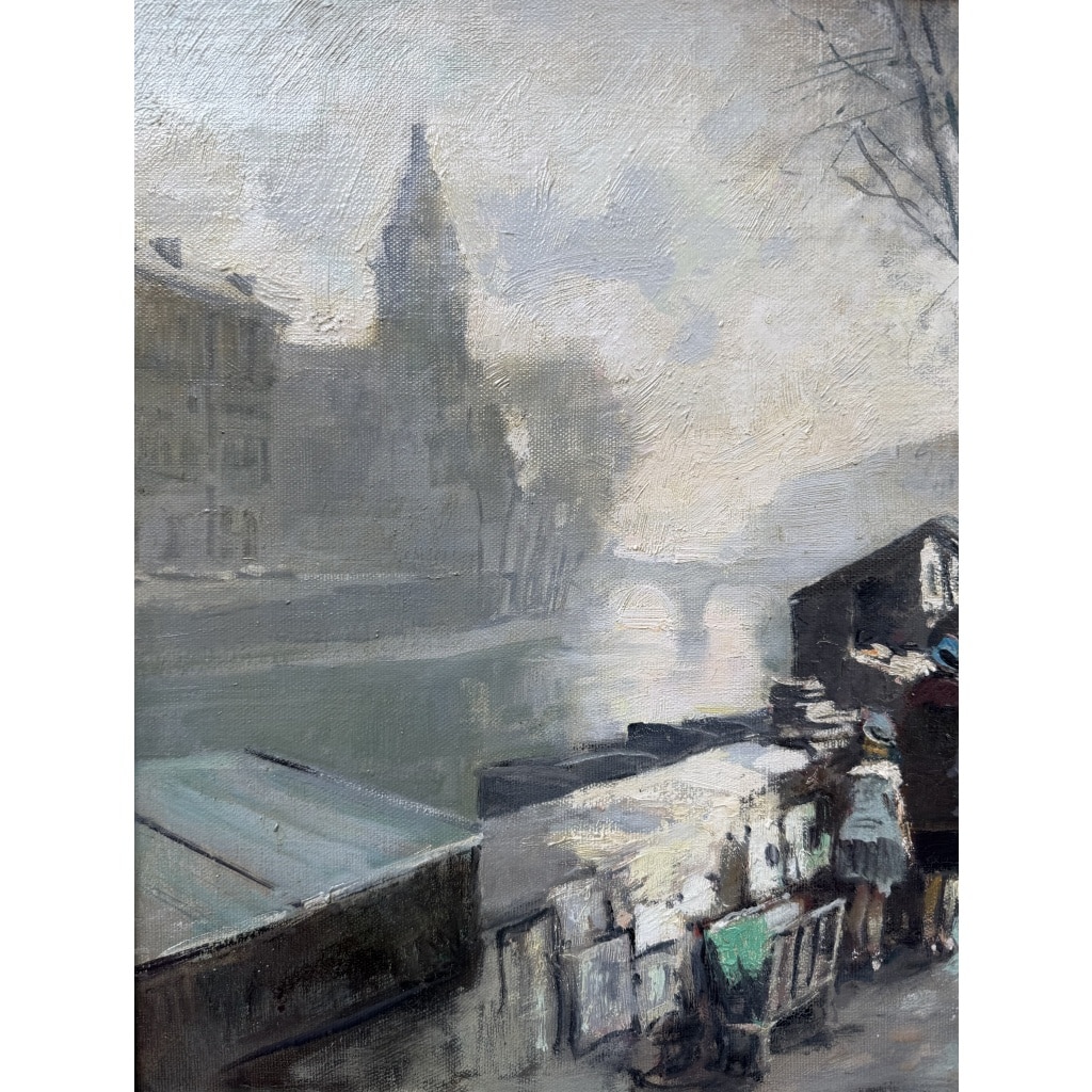 HERVE Jules Peinture Française 20è Paris La Seine et ses bouquinistes Huile sur Toile Signée Certificat d’authenticité 6 HERVE Jules Peinture Française 20è Paris La Seine et ses bouquinistes Huile sur Toile Signée Certificat d’authenticité 6